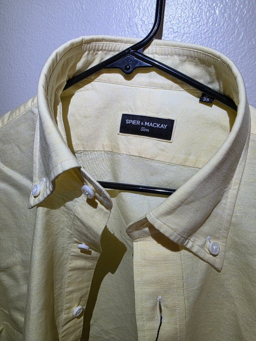 Pale Yellow Linen-Cotton Oxford Dress Shirt - Picture 2 of 5
